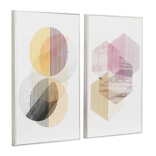 Set of 2 White Wood Contemporary Wall Art 20", 32"